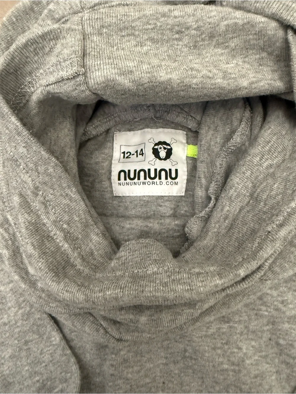 NUNUNU Gray Ninja Mask Hooded Shirt, Unisex size 12-14 - Picture 7 of 9
